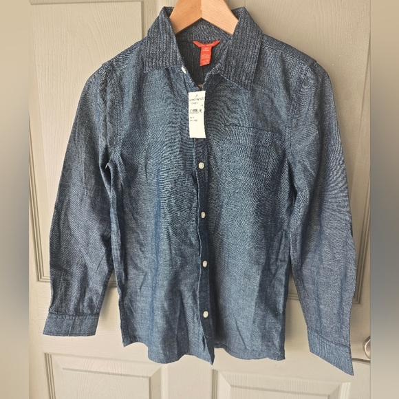 Joe Fresh Denim Shirt Boys Sz XL Blue Button Up Long Sleeve Collared New - Picture 3 of 12